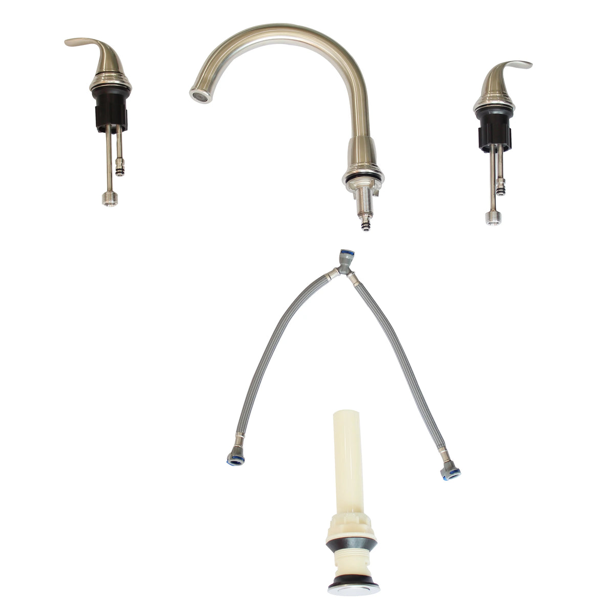 Stainless Steel Widespread Bathroom Sink Faucet Brushed Nickel F690578