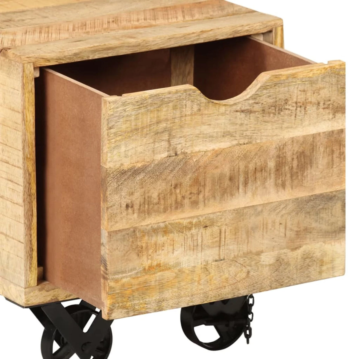 Side Table with Drawer and Wheels Mango Wood D565546