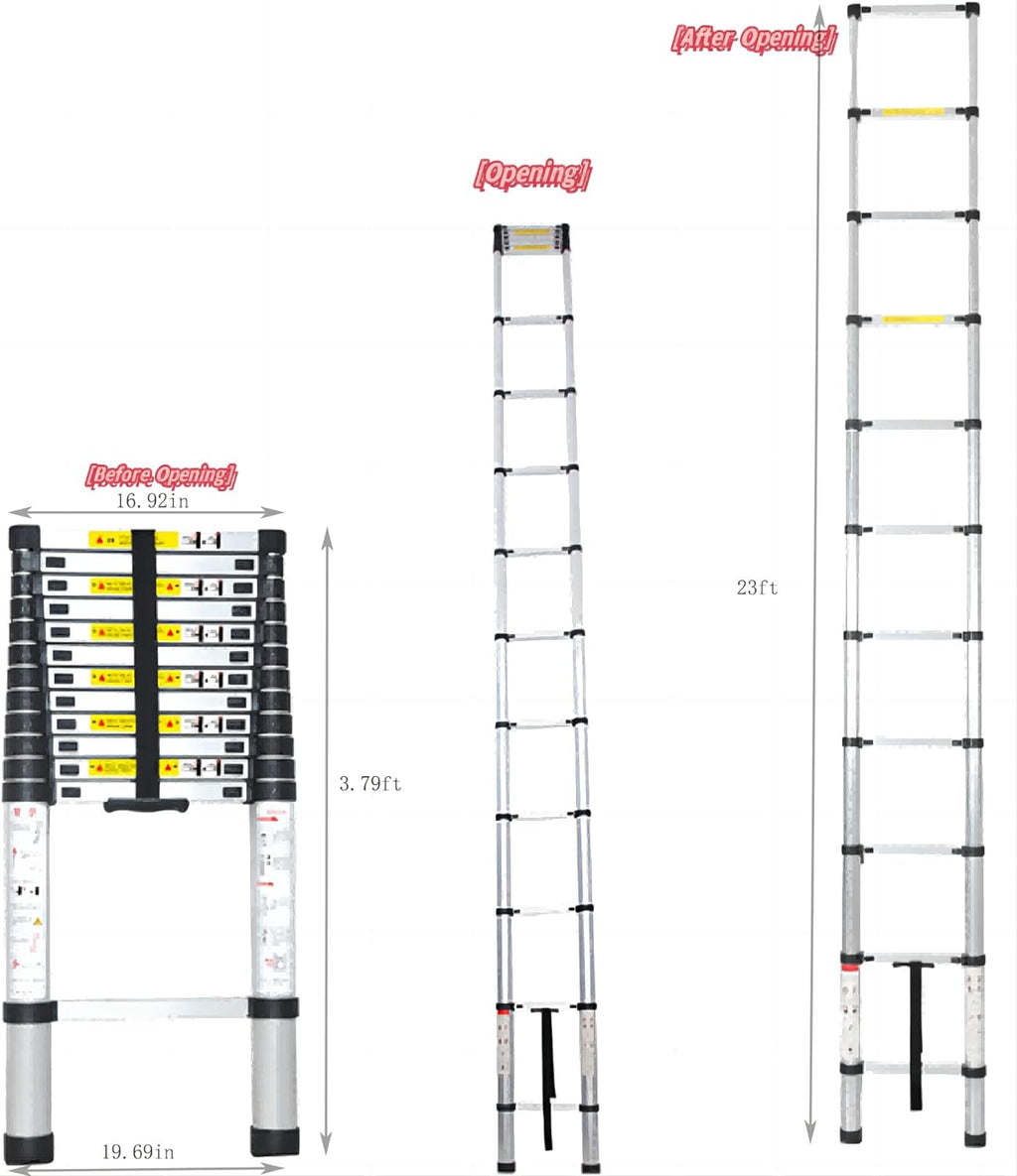 23FT Aluminum Telescoping Extension Ladder F881608