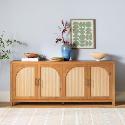 70 Inch Coastal Oak 4-Door Sideboard Buffet N95138