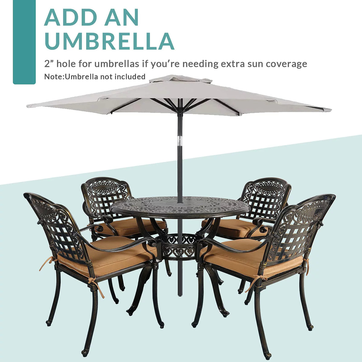 5 Piece All-Weather Cast Aluminum Patio Dining Set W827510