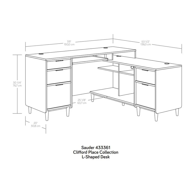Contemporary L-Shaped Engineered Wood Desk X283556
