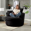 Black Chenille Swivel Barrel Chair with Pillows N2531