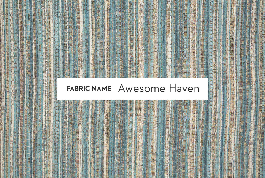 Light Blue Striped Fabric Accent Chair V35342