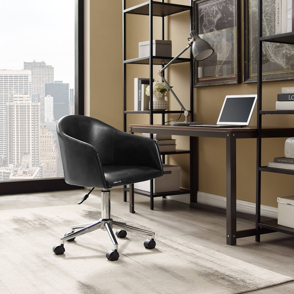 Gray Round Back Swivel Desk Chair with Caster Y2280