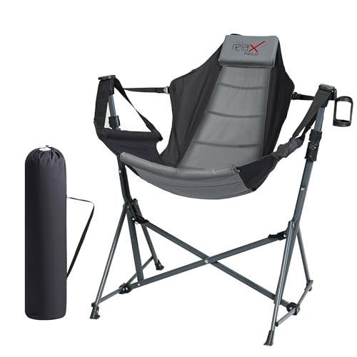 Black Folding Hammock Camping Chair with Cup Holder P5839