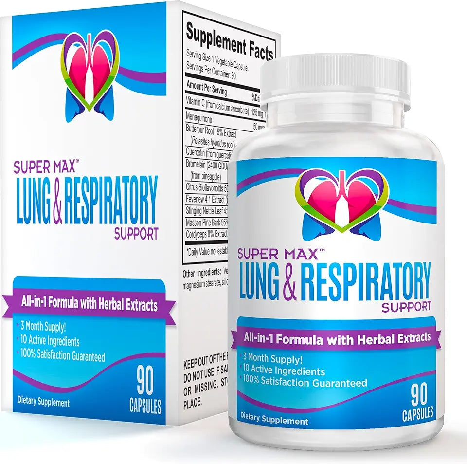 90 Capsules Lung Respiratory Support Supplement W587822