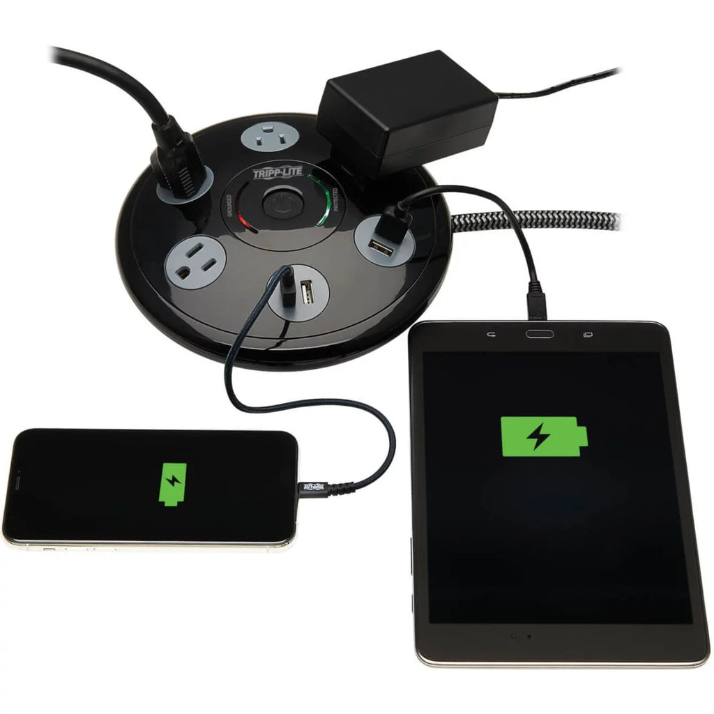 Surge Protector with 4 Outlets & 4 USB-A Ports 6ft Cord Black M39475