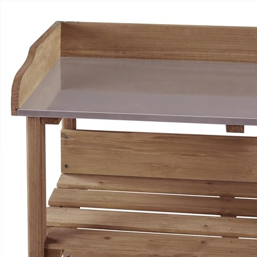 Fir Wood Potting Bench Table with 3 Tier Shelves F3645