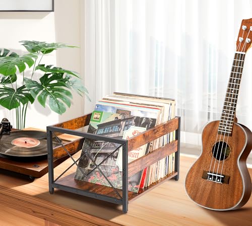 Brown Wooden Vinyl Record Storage Crate Z89307