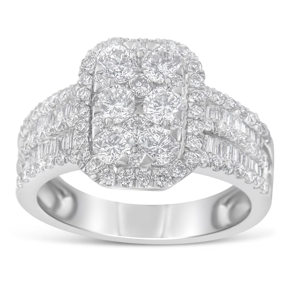 14K White Gold Diamond Cluster Ring V803