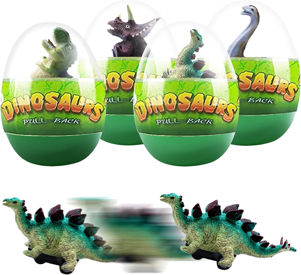 4 Pack Jumbo Prefilled Easter Eggs with Dinosaur Pull Back Cars G997