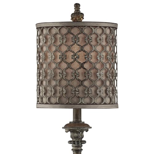 Beige Metal Fabric Shade End Table Lamps Set of 2 G39448