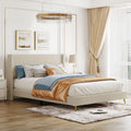 Queen Size Beige Corduroy Upholstered Platform Bed with Headboard J969