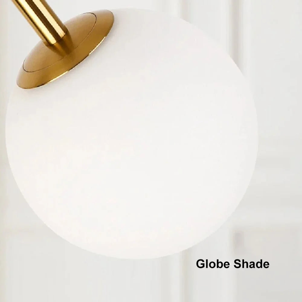 60" Modern Arc Floor Lamp with Shelf Gold Glass Shade Marble Base U7586