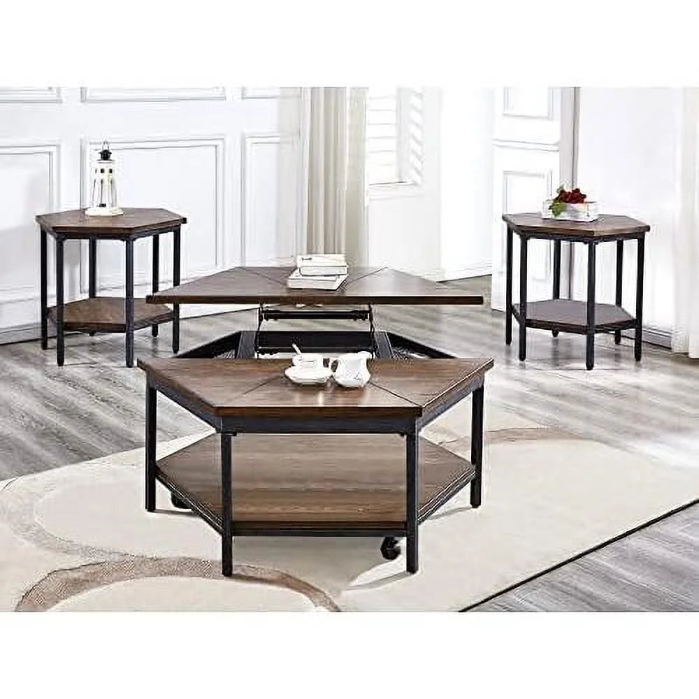 Mocha Hexagonal End Table D8941