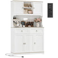 White Kitchen Pantry Cabinet with Charging Station J822208