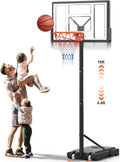 Height Adjustable Portable Basketball Hoop with Shatterproof PVC Backboard and 18 Rim E8090