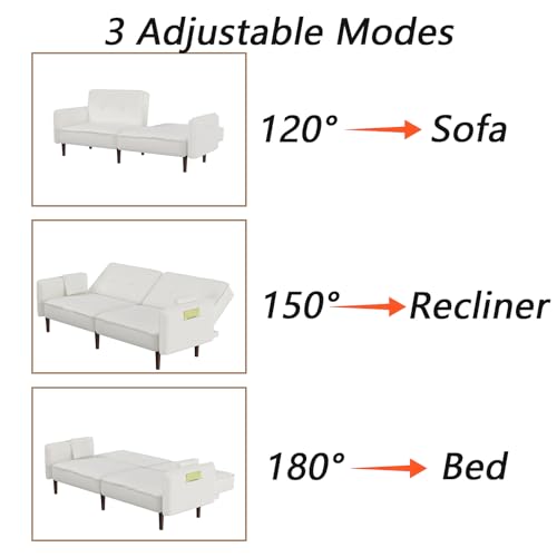 Pink Upholstered Convertible Futon Sofa Bed with 2 Pillows K5826