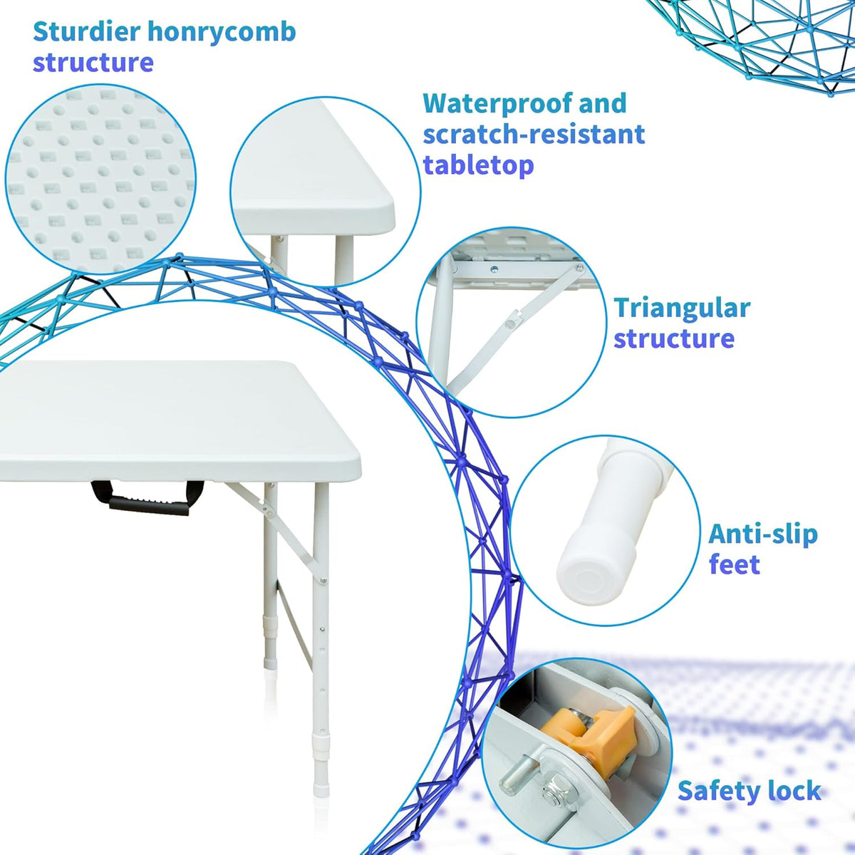 Plastic Folding Table with Carrying Handle R48838