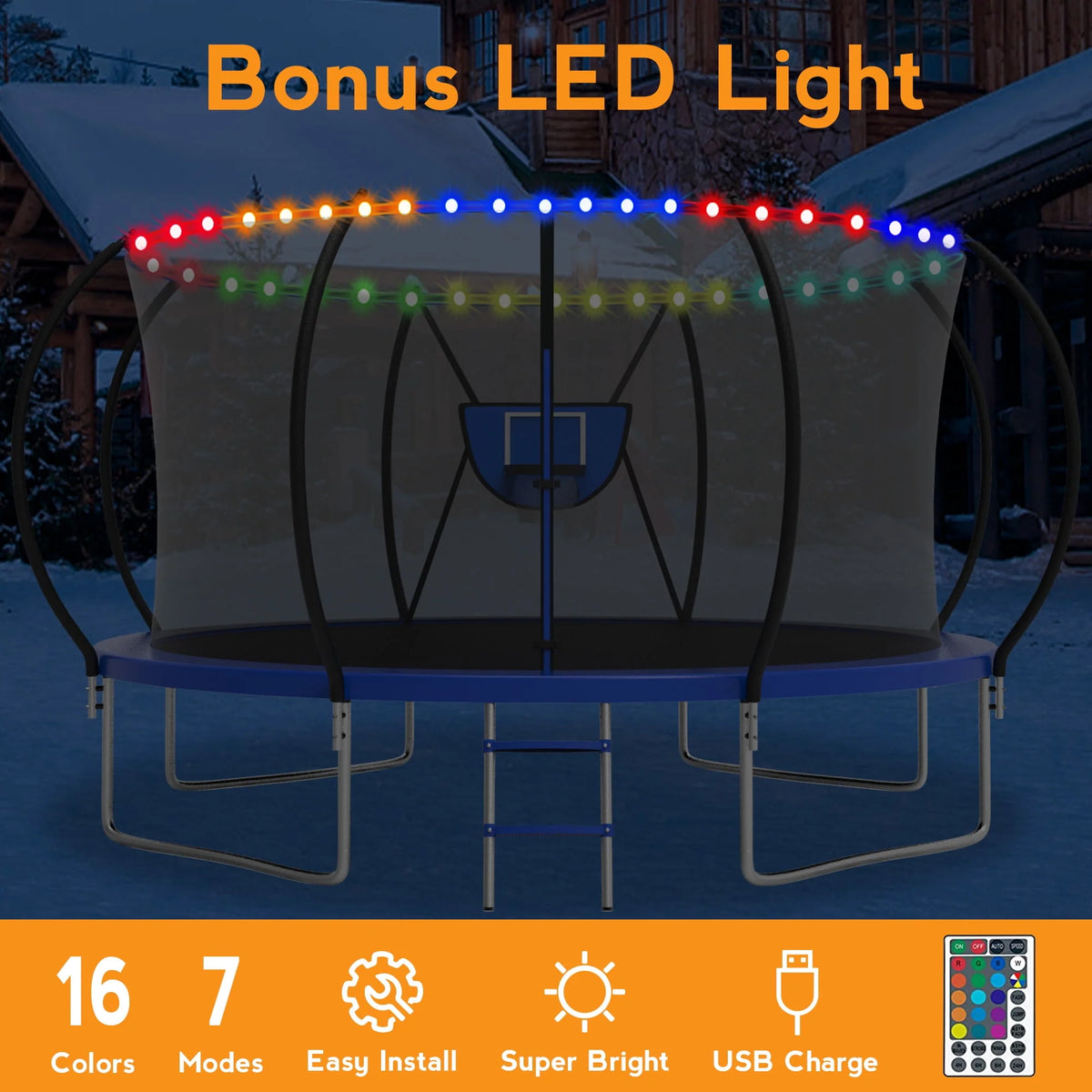 10FT Trampoline with Basketball Hoop and Light N3442