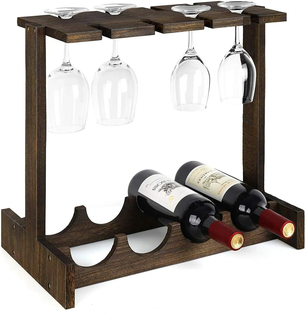 Countertop Wine Rack with 4 Glass Holder T170739