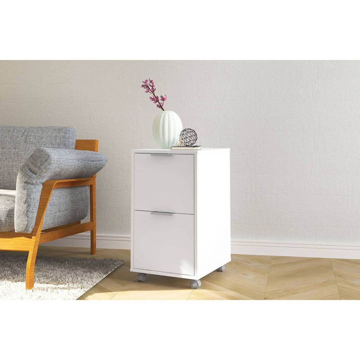 White 2 Drawer File Cabinet W649