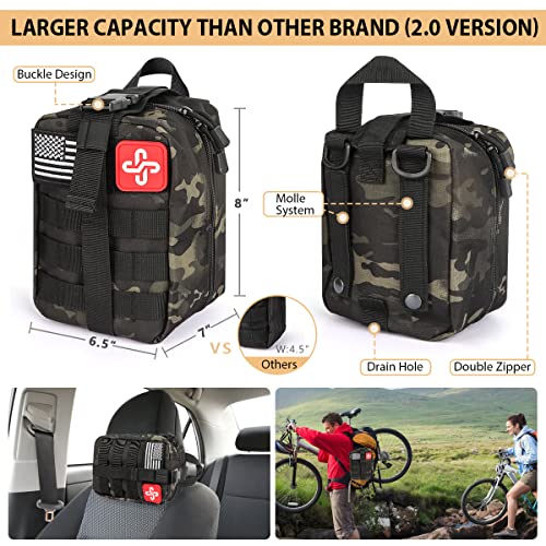 250Pcs Survival First Aid Kit with Molle Bag and Emergency Tent Q102