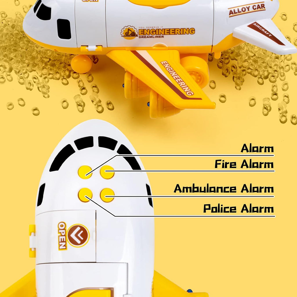 Toddler Airplane Toys with Lights and Sounds, Transport Cargo Airplane with 4 Construction Cars S318