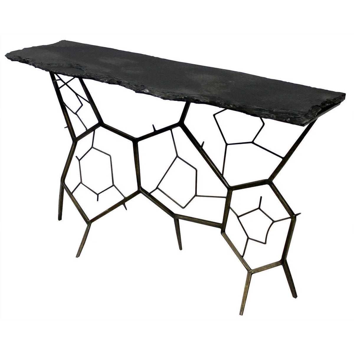 Stone Console Table on Black Cast Iron Base S23375
