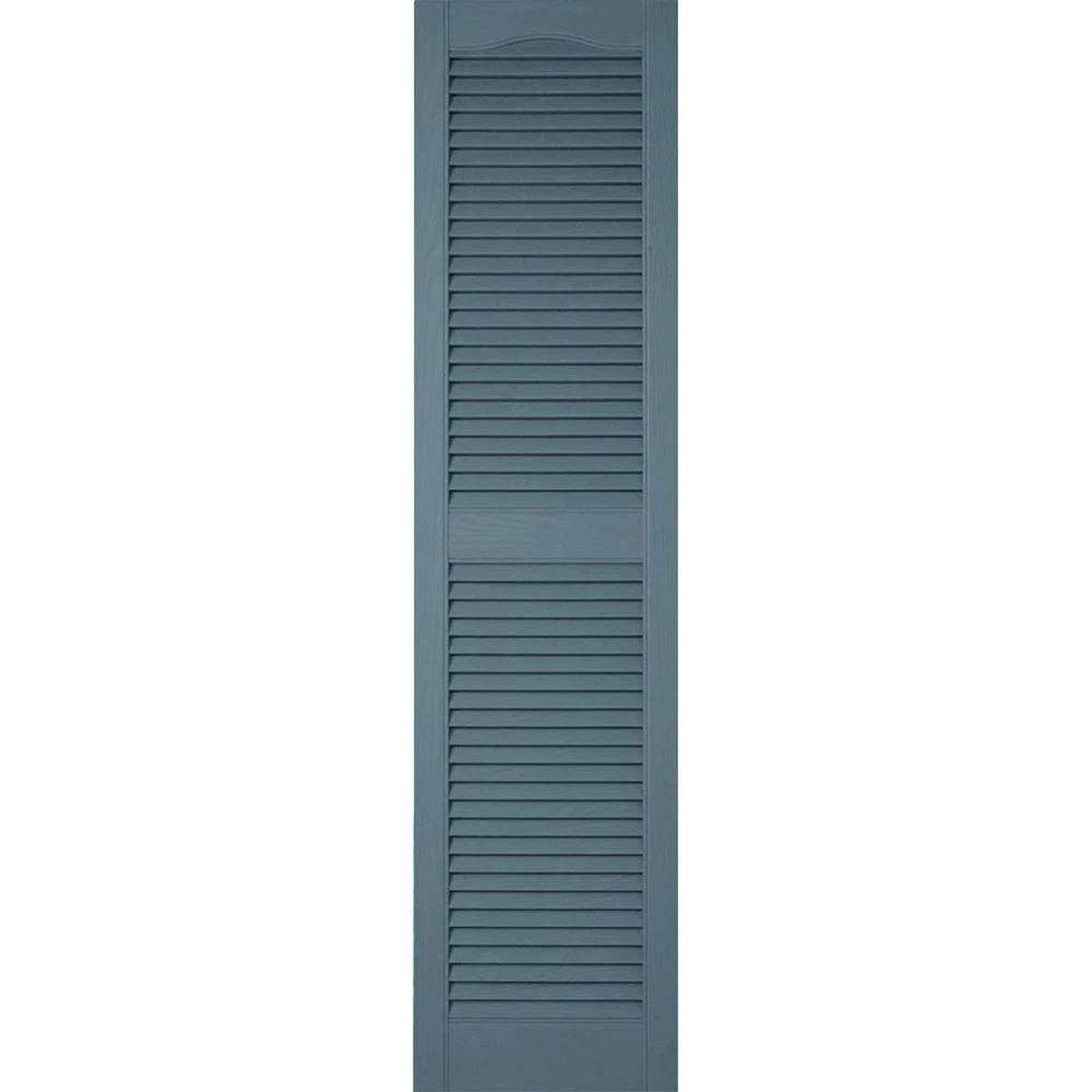 14-1/2 in. x 64 in. Vinyl Open Louvered Shutters Pair Wedgewood Blue E276