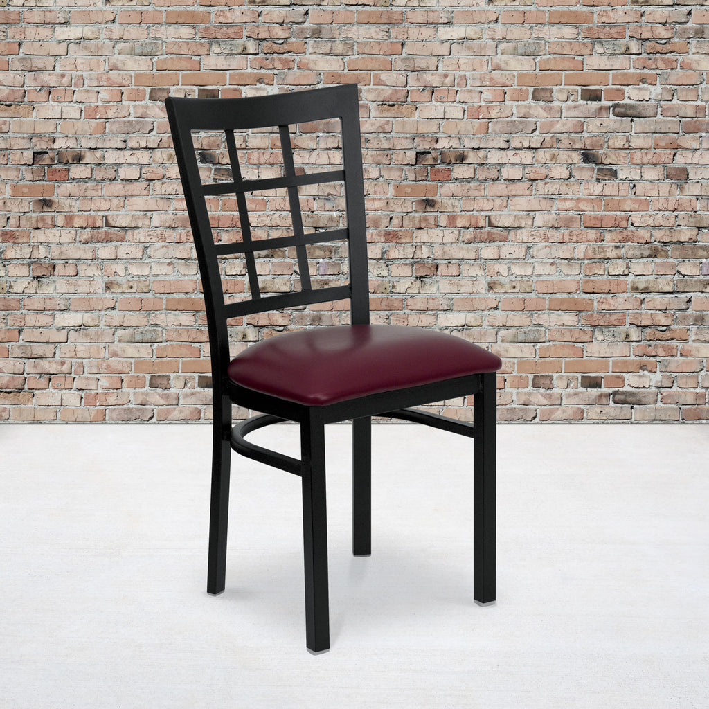 Burgundy Vinyl Seat Metal Restaurant Chair G2582