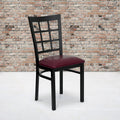 Burgundy Vinyl Seat Metal Restaurant Chair G2582