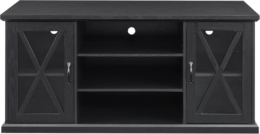 Black TV Stand with Storage Adjustable Shelves G558