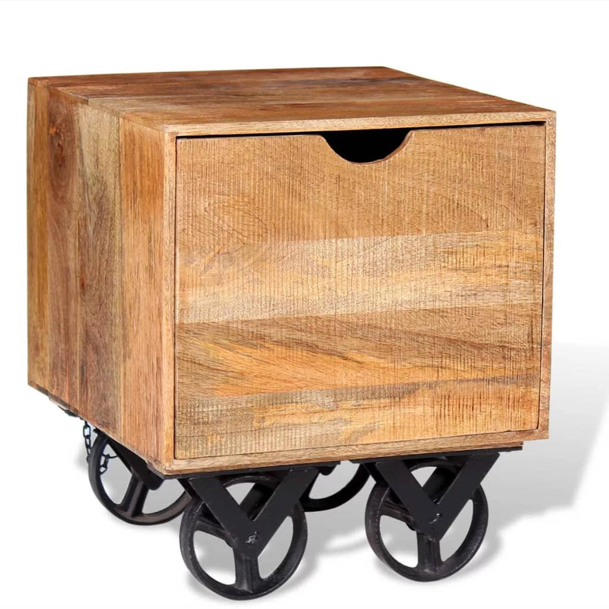 Side Table with Drawer and Wheels Mango Wood D565546