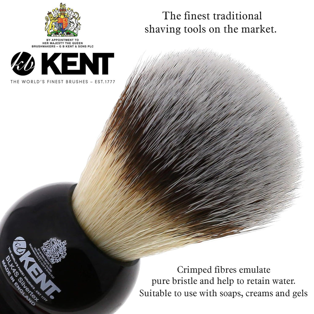 BLK4S Shaving Brush with Silvertext Synthetic Bristles and Black Resin Handle, Pack of 2 R23827