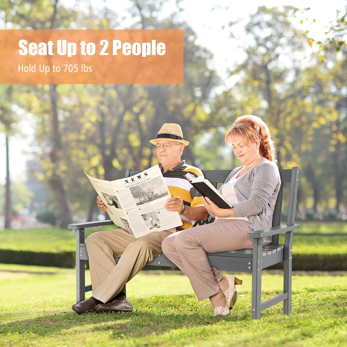 All-Weather HDPE 2-Person Outdoor Bench I4486