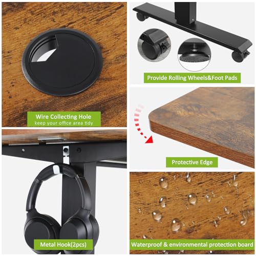Electric Standing Desk 55 x 24In with Charging Station G3734