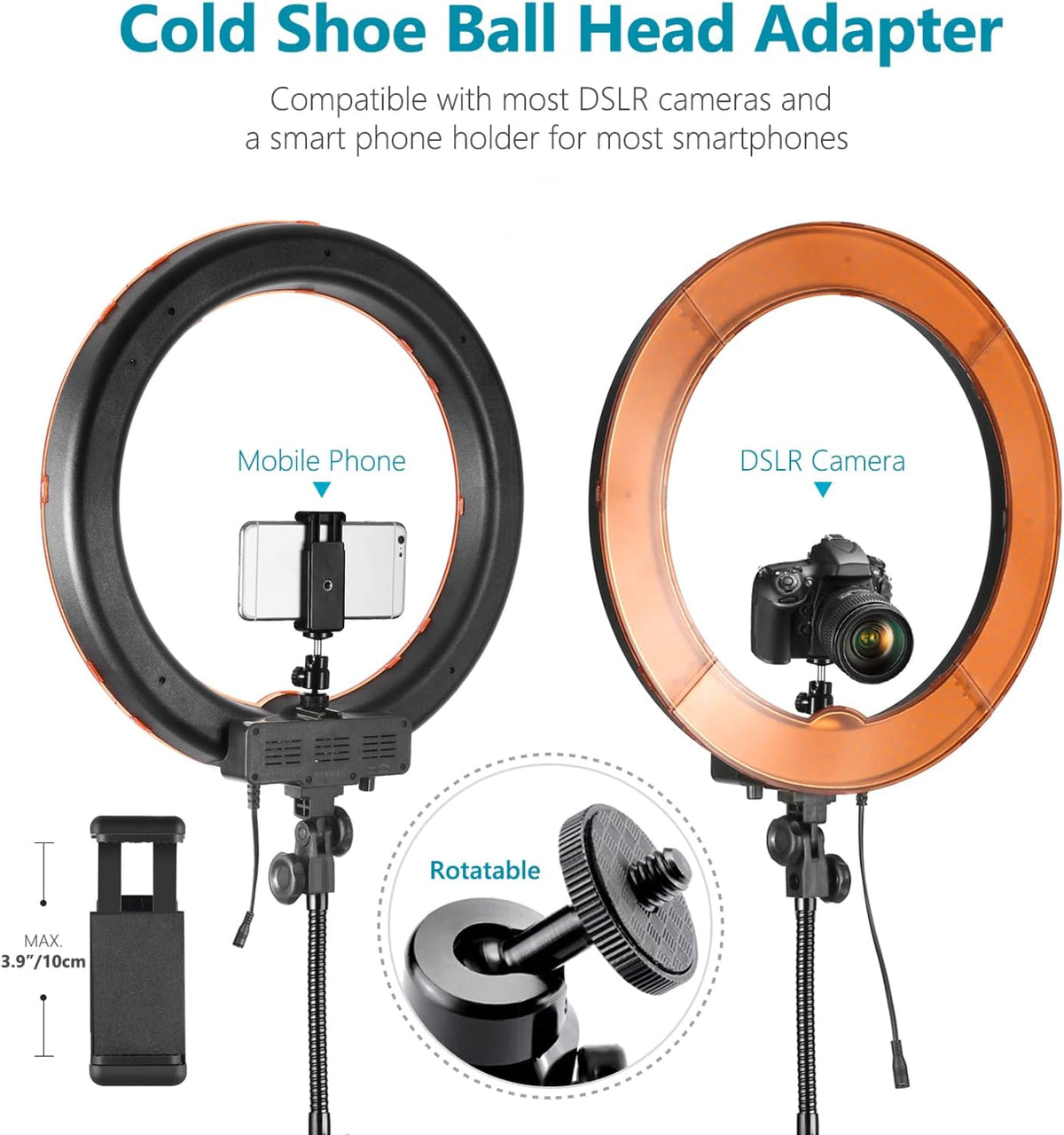 18/48cm 55W 5500K Dimmable LED Ring Light with Light Stand and Carrying Bag F9228