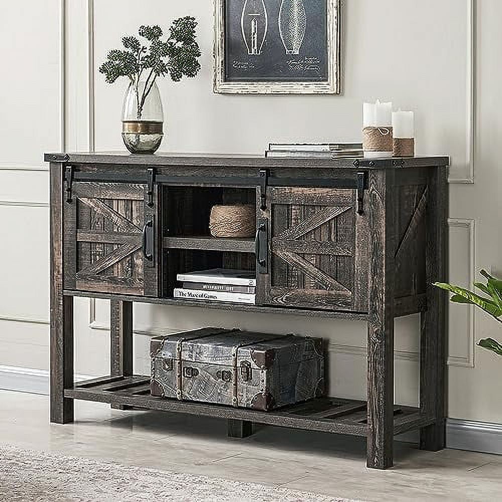 Antique White Entryway Table with Sliding Barn Doors R674661