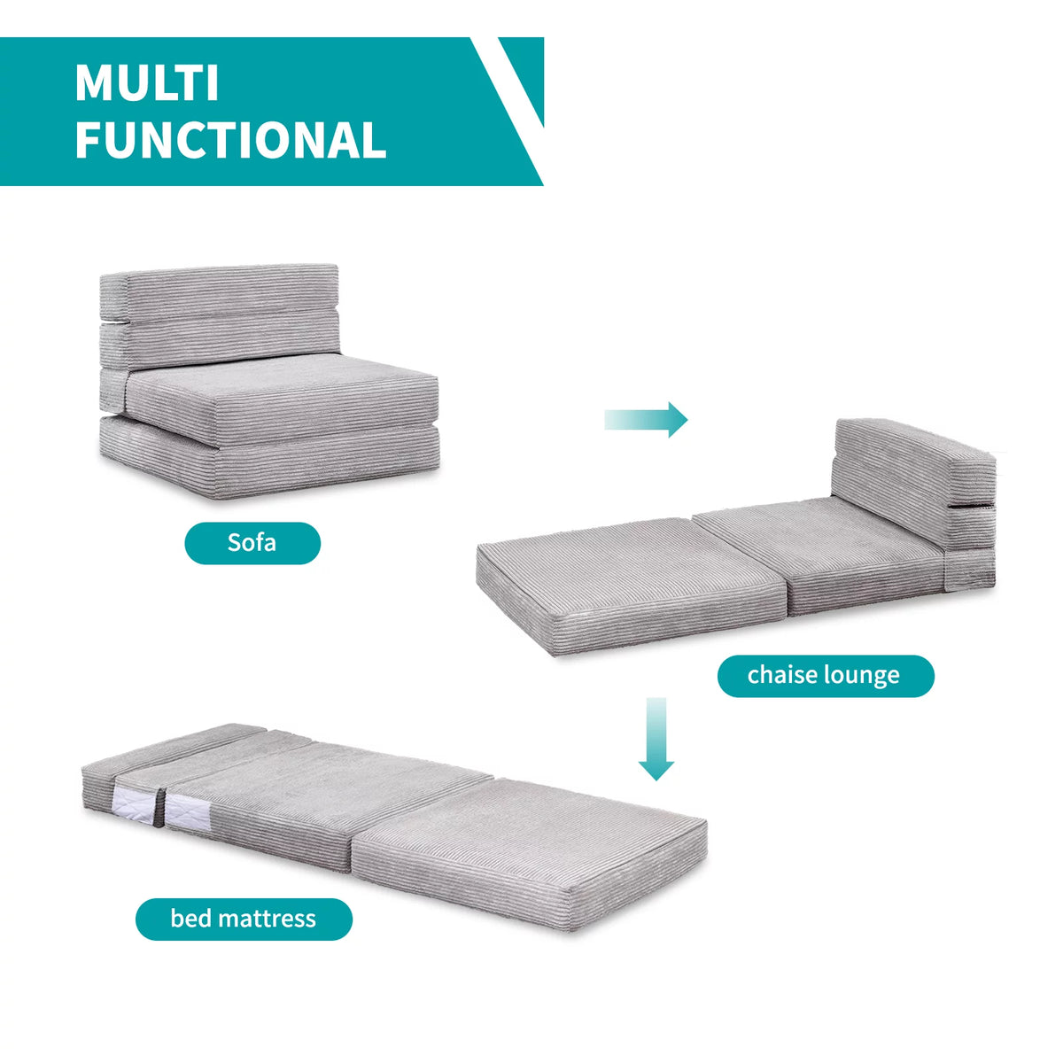 Convertible Memory Foam Futon Sofa Bed B33079
