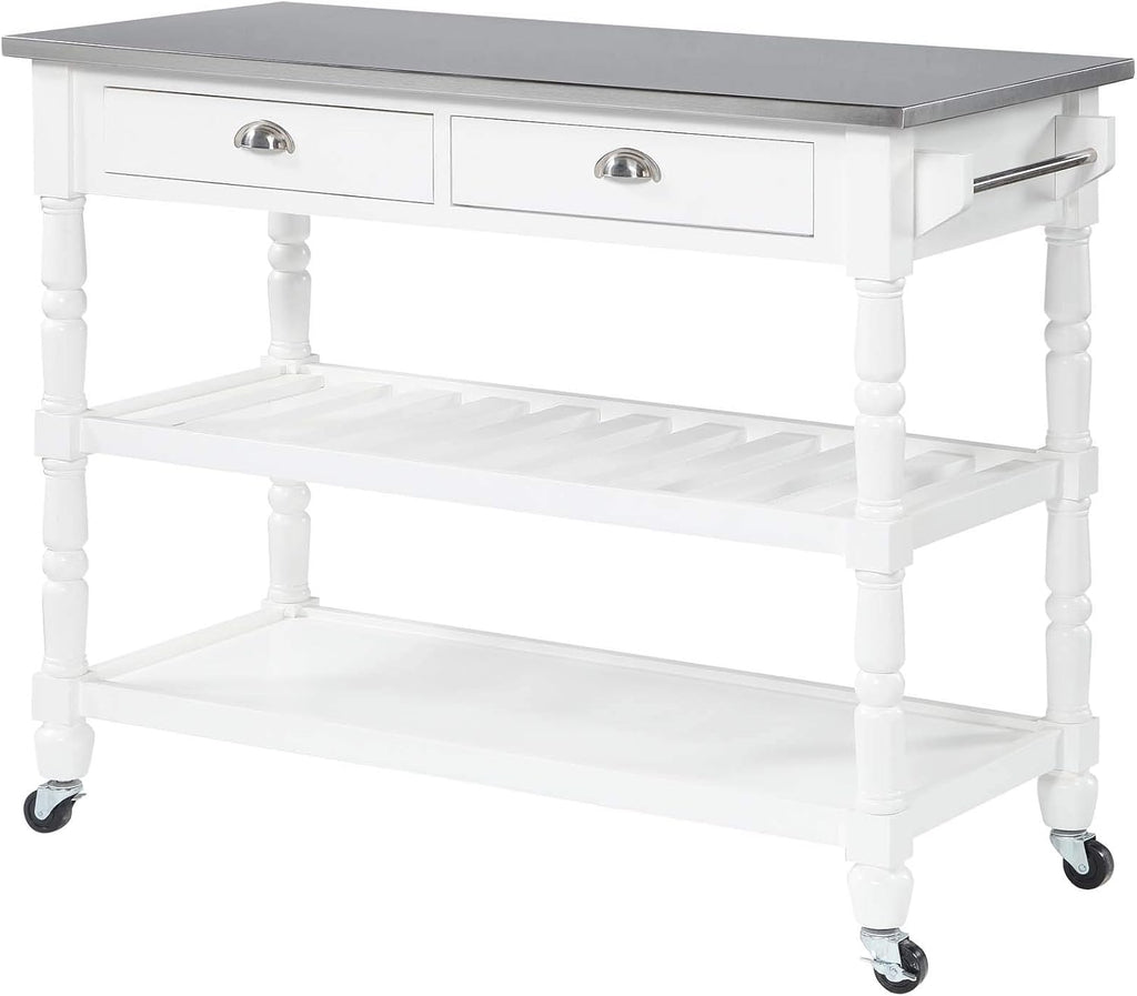 Stainless Steel 3-Tier Kitchen Cart with Drawers E524