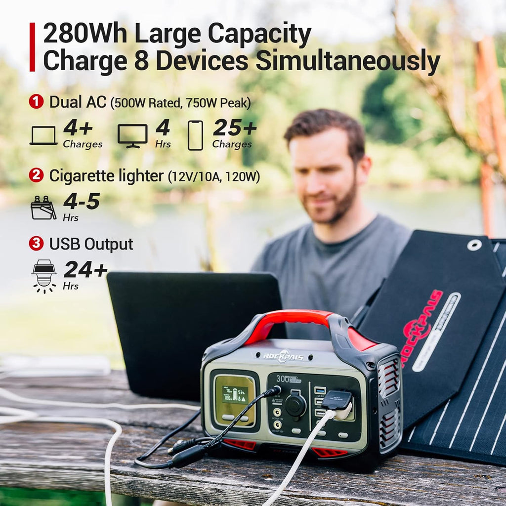300W Portable Power Station 280wh Solar Generator with 110V AC Outlet T26292