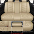 Beige Faux Leather Car Seat Covers Full Set F1794