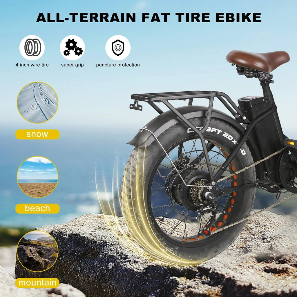 20" x4.0 Fat Tire 500W 48V/12Ah Removable Battery Electric Bike D318964