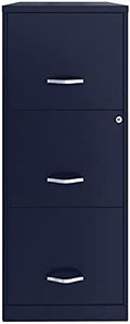 Navy 3 Drawer Metal Vertical File Cabinet with Lock L1731