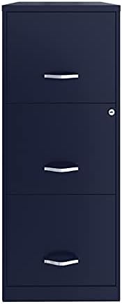 Navy 3 Drawer Metal Vertical File Cabinet with Lock L1731