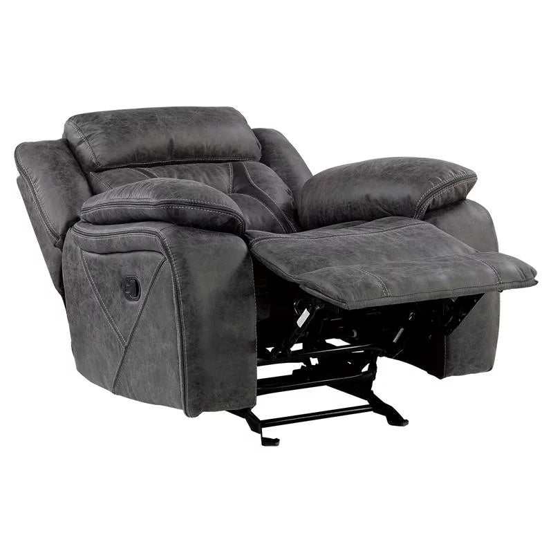 Gray Microfiber Glider Reclining Chair M6619