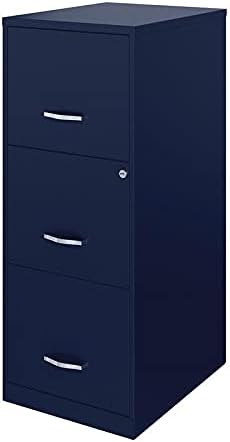 Navy 3 Drawer Metal Vertical File Cabinet with Lock L1731