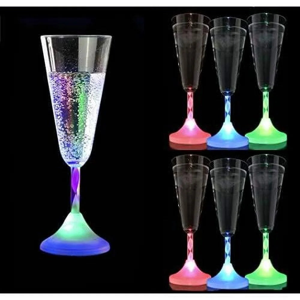 6 Oz LED Light Up Champagne Flutes Set Of 6 U8000
